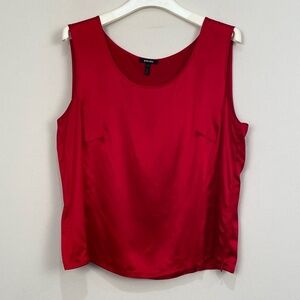 Vintage Escada Red Silk Tank Top, pairs with Escada Black Lace Overlay
